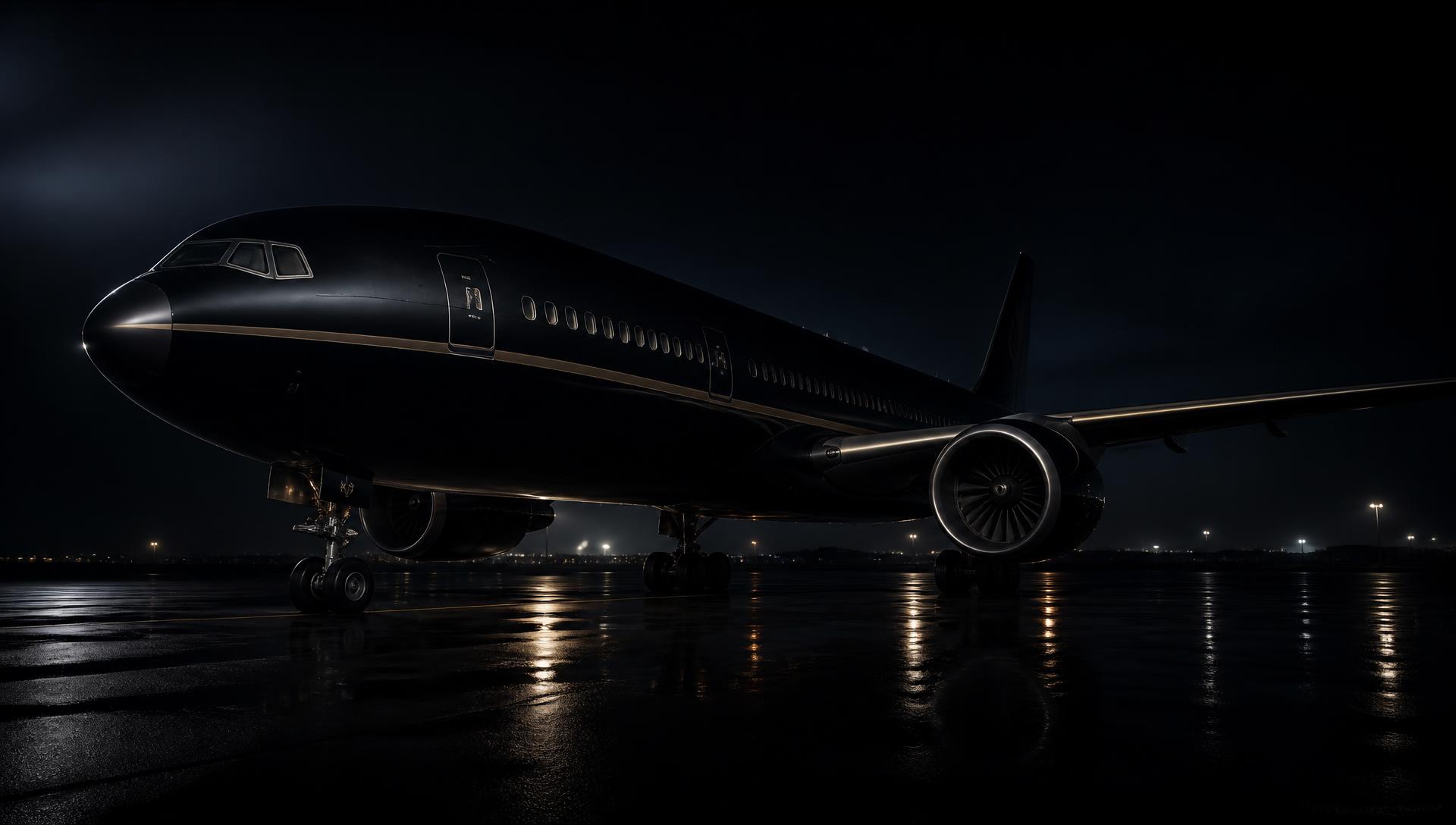 Widebody aircraft on a night ramp